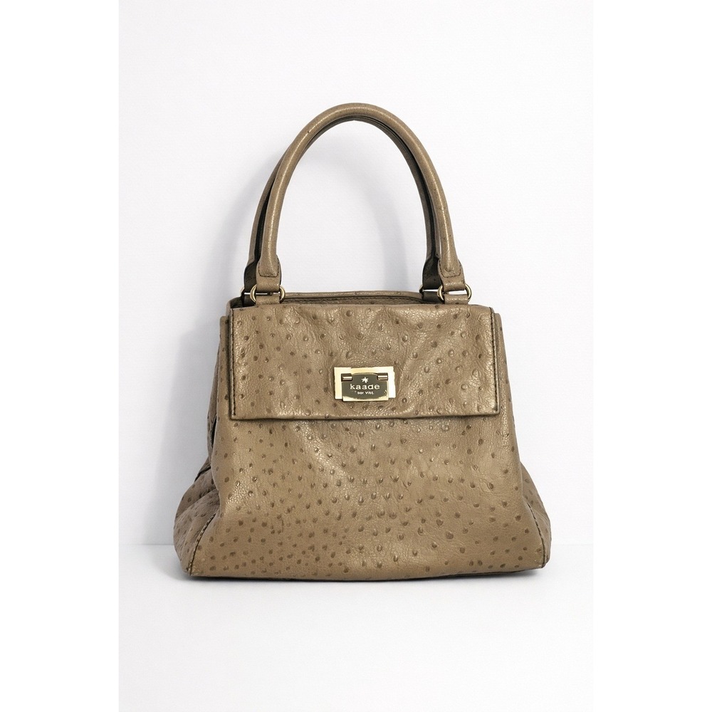 Kate Spade Windsor‎ Square Ostrich Embossed Leather Satchel Taupe Top Handle